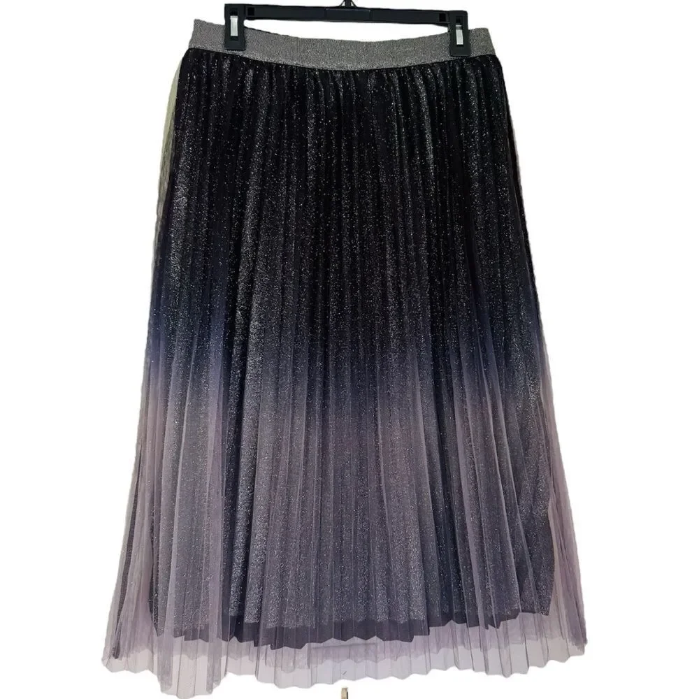 ICHI Nilpa Glitter Ombre Pleated Skirt Size Medium